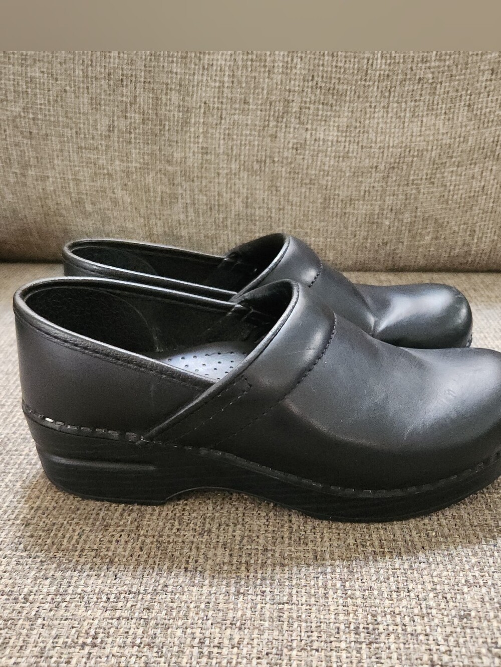 Dansko Black Leather Professional Clogs 37